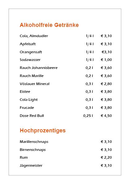 Speis&Getränkekarte 20267